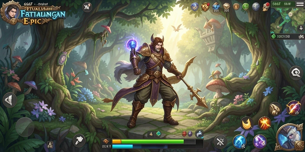 Tampilan gameplay RPG <strong>666F</strong> yang memukau dan menyerupai dunia fantasi.