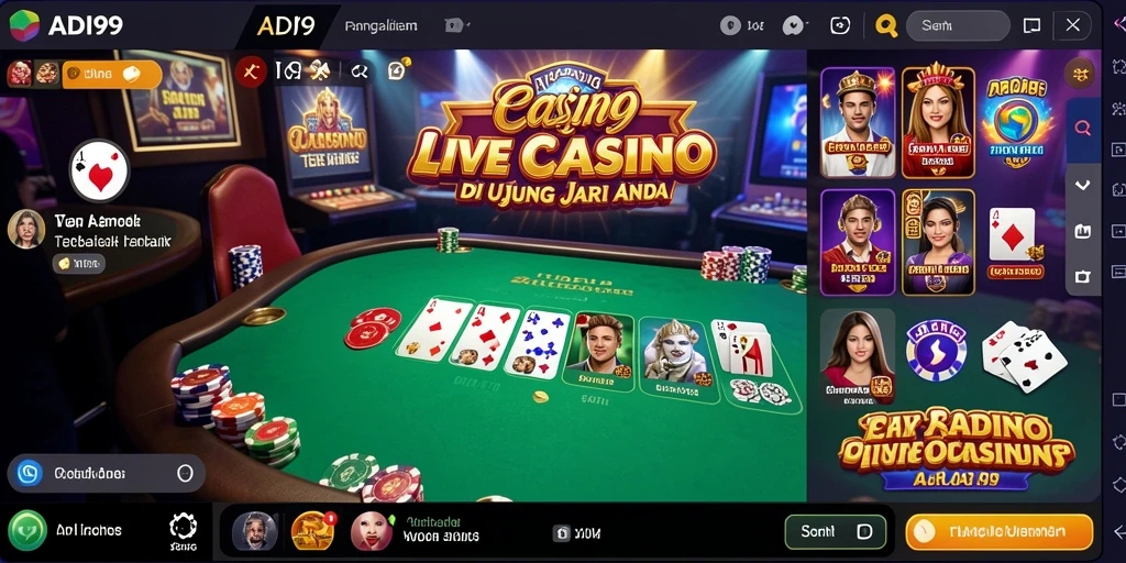 Tampilan gameplay Live Casino yang menampilkan dealer dan meja permainan.