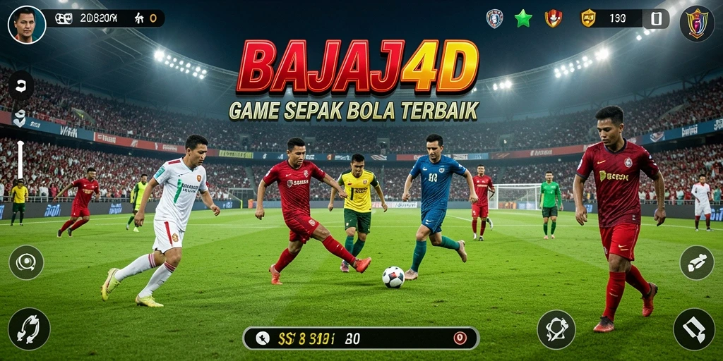 Screenshot gameplay BAJAJ4D menunjukkan aksi seru di lapangan sepak bola.