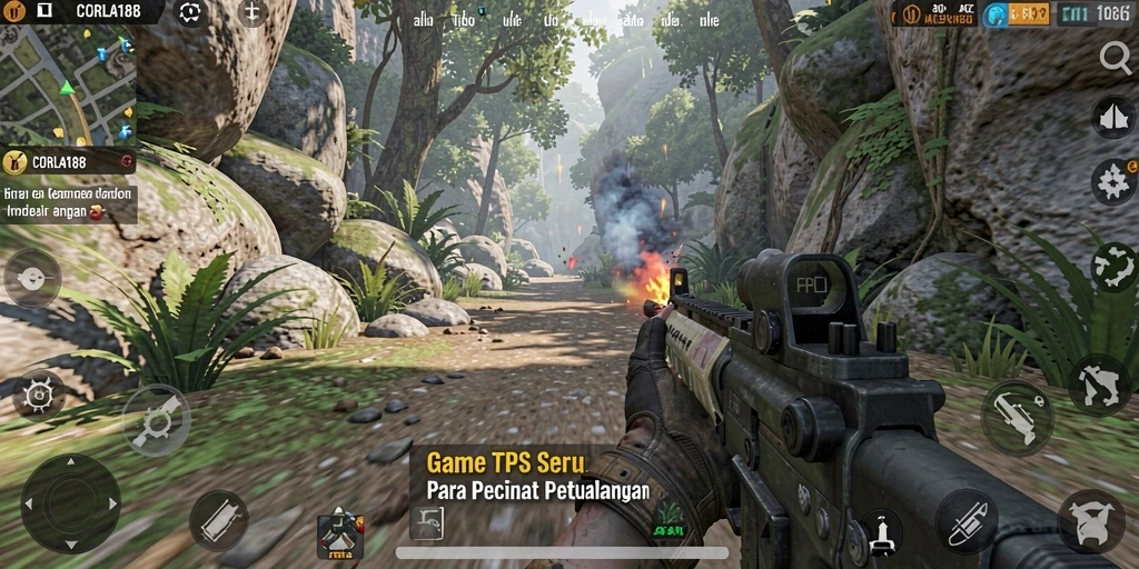Gameplay seru dari CORLA188 menampilkan aksi tempur menegangkan di medan perang.