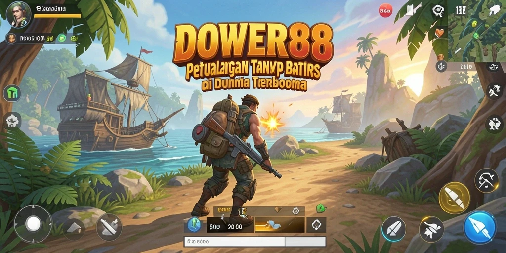 Screenshot menampilkan gameplay seru dari DOWER88 di dunia terbuka.