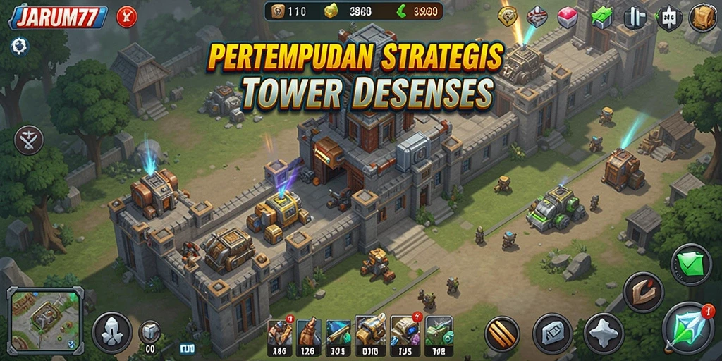 Tampilan gameplay menegangkan di JARUM77 dengan strategi Tower Defense.