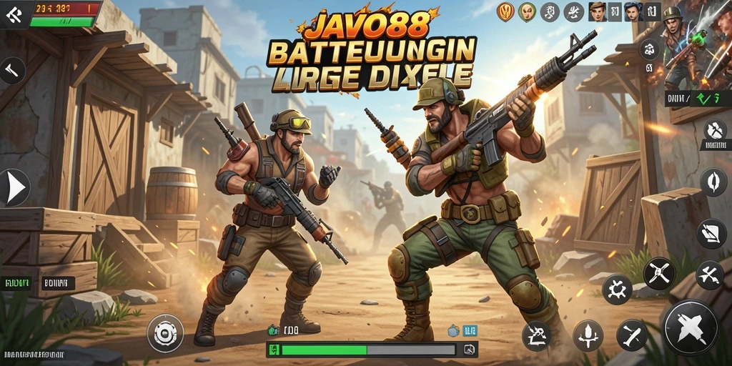 Tampilan gameplay seru dalam pertempuran Battle Royale di JAVO88.