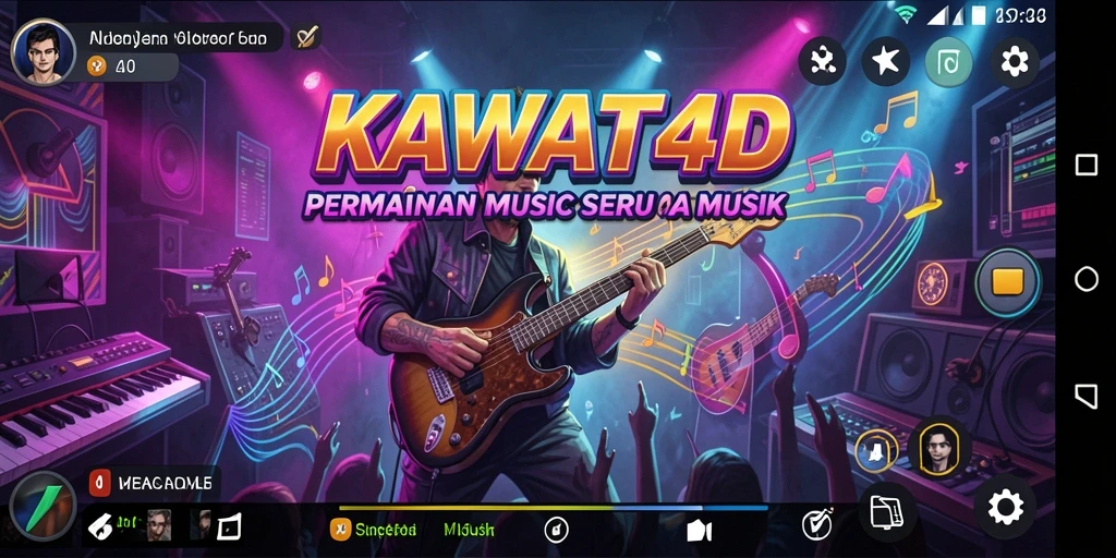 Screenshot gameplay KAWAT4D menampilkan interaksi seru saat bermain musik.