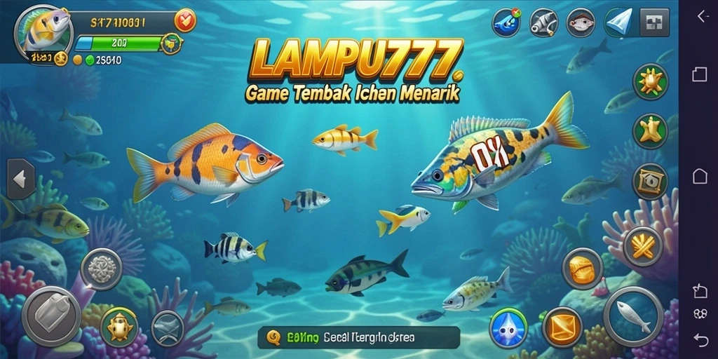 Tampilan gameplay LAMPU777 dengan aksi menembak ikan yang seru.