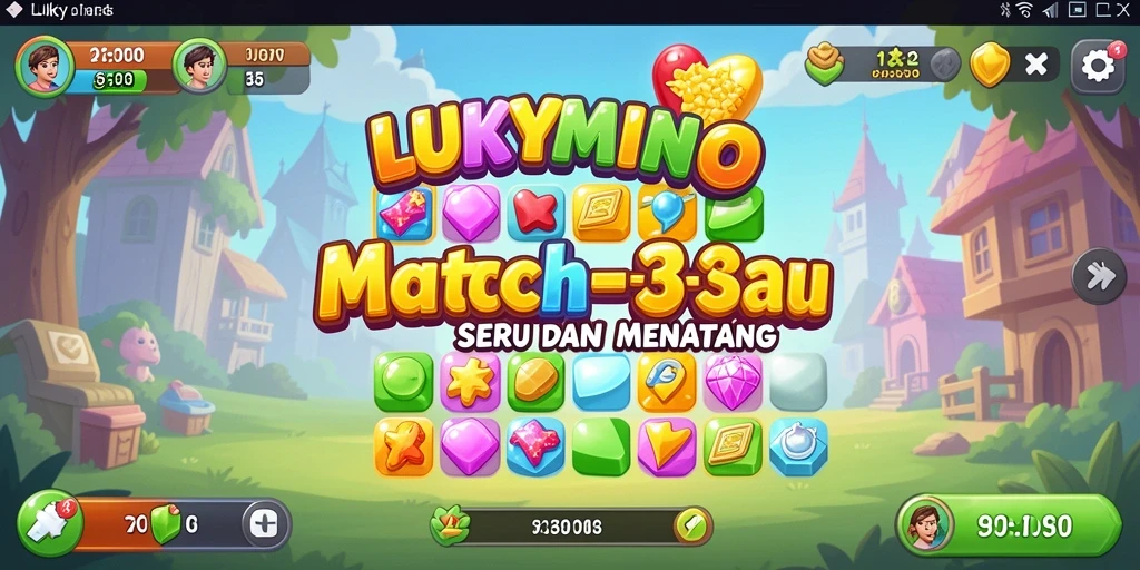 Tampilan menarik dari gameplay LUKYMINO dengan aksi Match-3 yang seru.