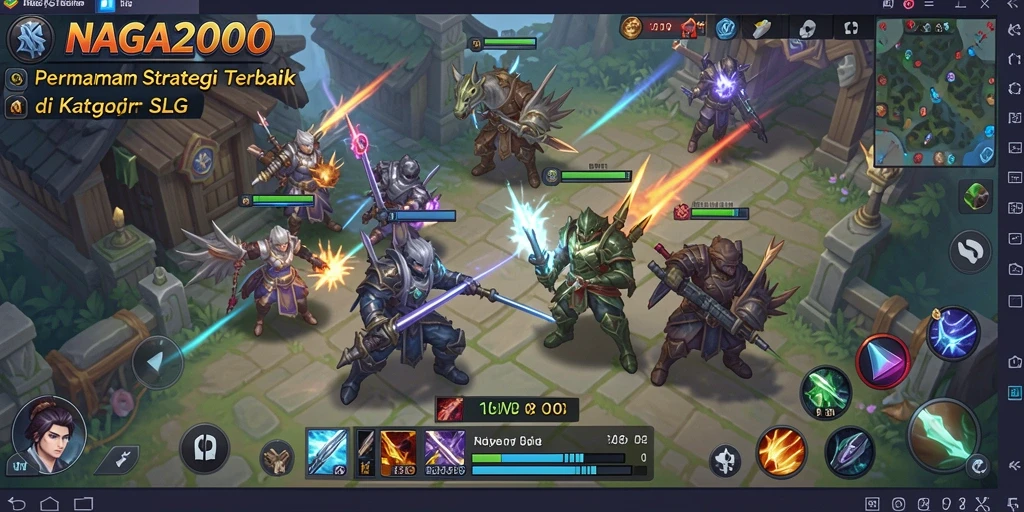 Screenshot utama gameplay NAGA2000 yang menampilkan pertempuran epik.