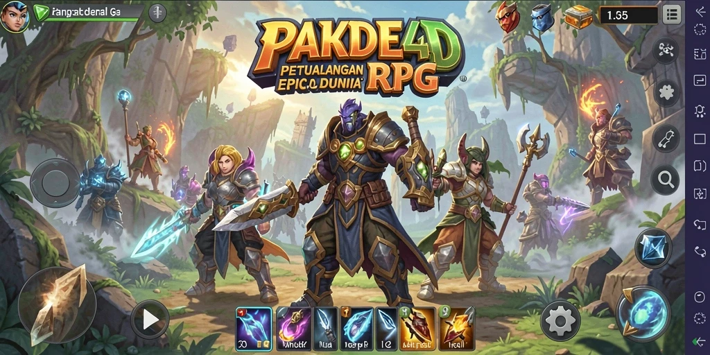 Screenshot gameplay PAKDE4D menampilkan aksi menarik dalam pertarungan RPG.