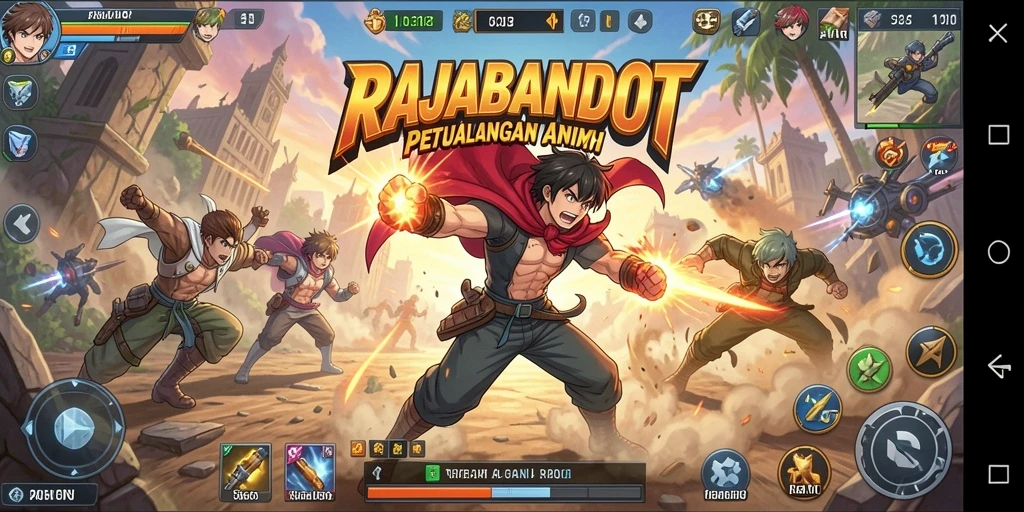 Screenshot gameplay RAJABANDOT menampilkan aksi karakter anime yang mendebarkan.
