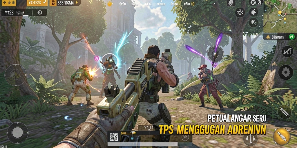 Screenshot gameplay YY123 dengan aksi seru dalam TPS.